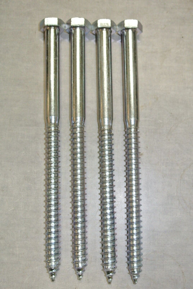 Hex Lag Screws, 5/8 inch x 10 inch, Galvanized Steel - Pack of 4