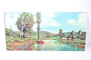 FAR FROM TOWN by Graule, 24" x 12" Vintage Lithograph Print