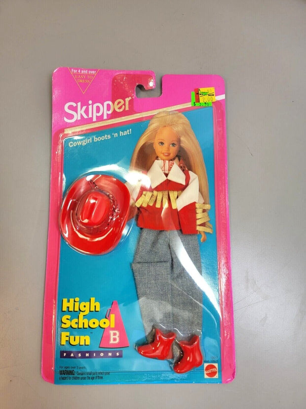 Barbie Skipper High School Fun Fashion Cow Boy Boot Hold 1994 Mattel 12617 New