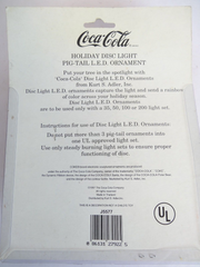 Kurt Adler Ornament Always Coke Coca Cola Holiday Disc Light Pig Tail LED - NEW