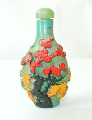 Antique Pre-1910 Asian Beautiful Decorated Snuff Jar with lid, sniffer