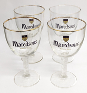 Maredsous Abbaye Abdij Belgium Beer Glass Chalice, Gold Rim 0,33L - Set of 4