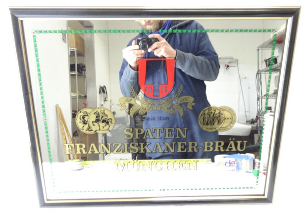 Vintage Spaten Franziskaner-Bräu German Beer Bar Mirror Wall Sign