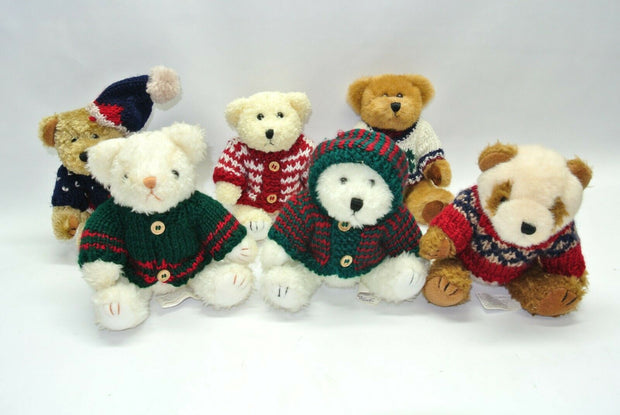 Lot of 6 Chrisha Playful Plush Stuffed Teddy Bears w/ Sweaters Stuffed Animals