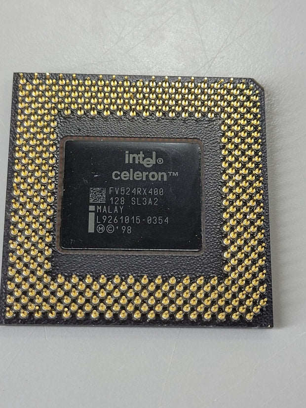 Intel Celeron SL3A2 400mhz 128 FV524RX400 CPU Processor, Vintage, Gold Recovery!