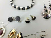 Vintage Costume Jewelry, Chico's, 6 Pair Earrings, 1 Bracelet, Dark/Black Shades