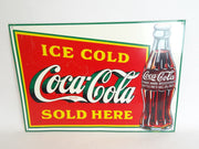 Classic 1989 Ice Cold Coca Cola Sold Here Coke Tin Sign