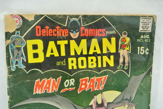 Batman and Robin Detective Comics #402 1970 'MAN OR BAT' *Damaged Cover