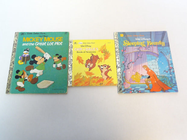 Lot of 3 Vintage Disney Golden Books Mickey Chip N Dale Sleeping Beauty
