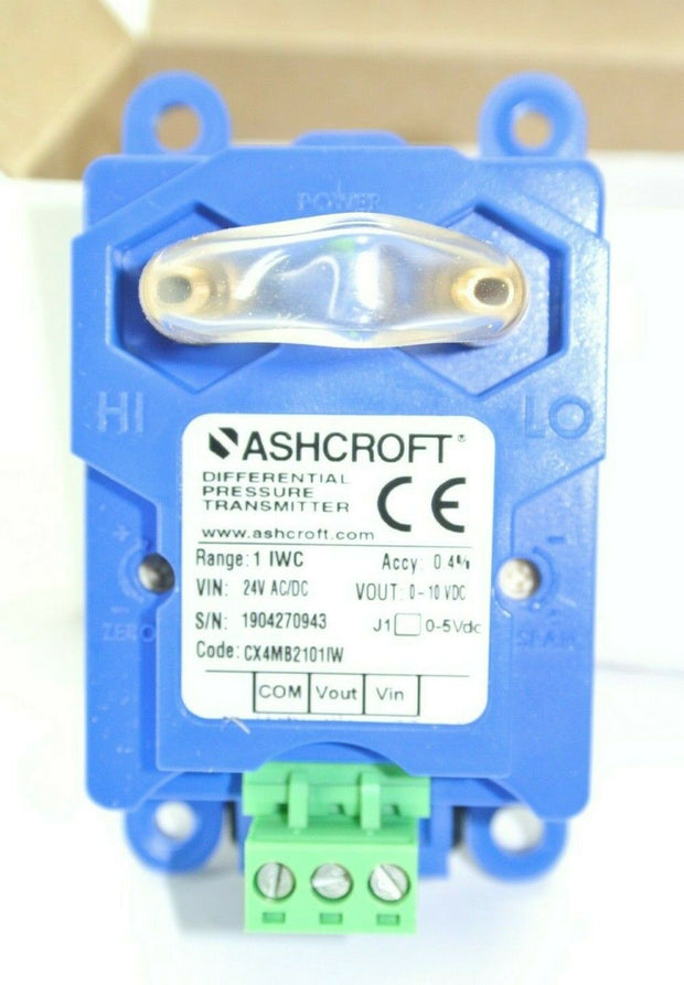 Ashcroft CX4MB2101IW Pressure Transmitter 1 IWC 0-10 VDC Output