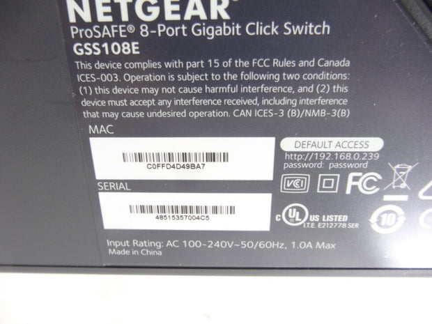 NETGEAR GSS108E 8 Port Gigabit Ethernet Switch Web Managed
