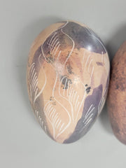 Vintage Hand Crafted Carved Stone Egg Lot of 2, 3"