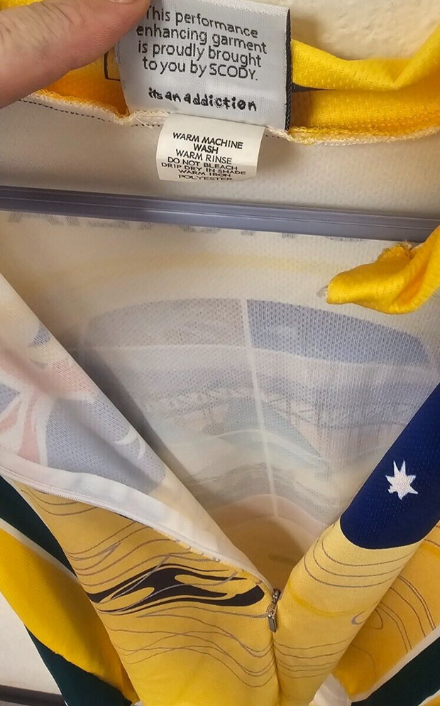 Vintage Scody Australia Cycling Jersey, Size Large, 1/2 Zip Up