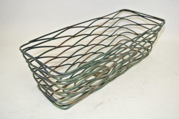 9" x 4" x 3" Hand-Painted Fused Iron Tapered Rectangular Food / Bread Basket