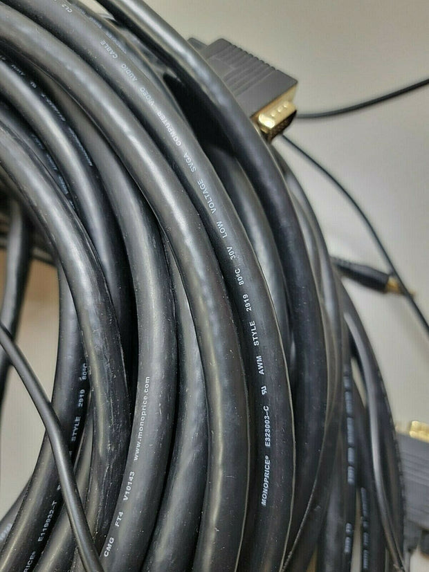 Lot 12 5' Computer cables, Monoprice VGA Audio Cable, Shielded DB15 M/M