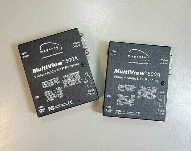 Qty 2 Magenta Research MultiView 500A Video + Audio UTP Receiver