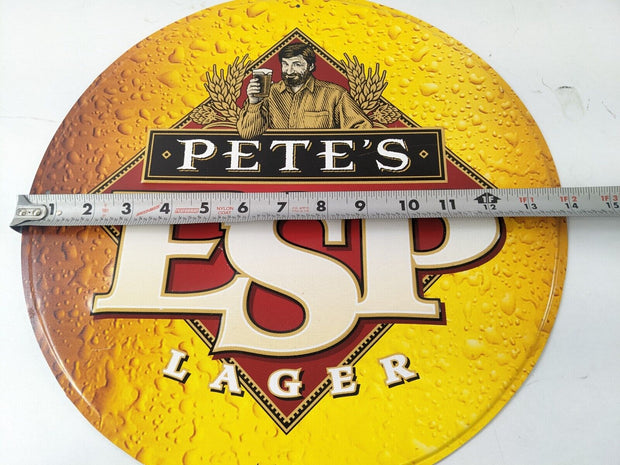 Pete's ESP Lager Metal Beer Sign 14"