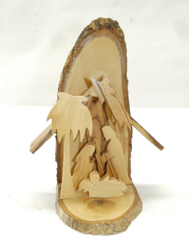 Hand-Carved Wooden Nativity Scene Christmas Decoration, 6" Tall