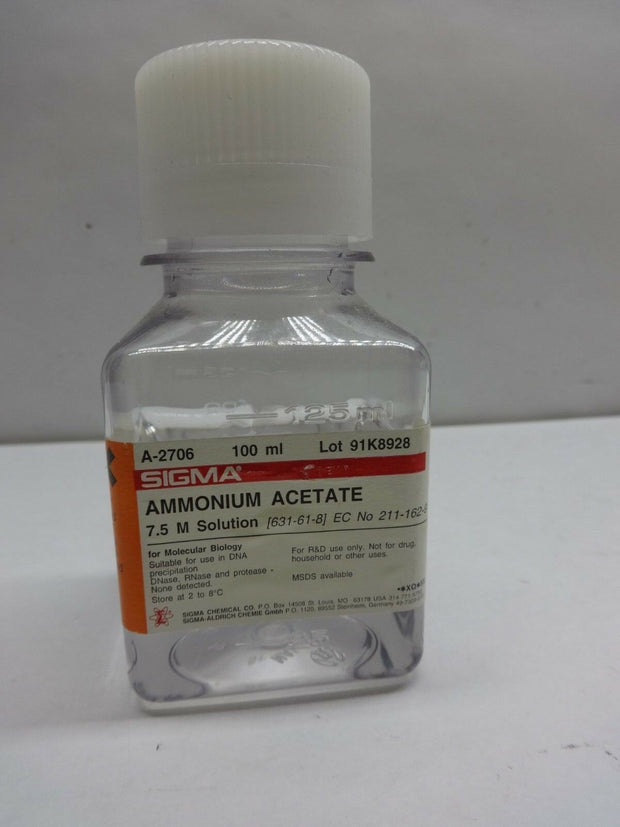 Sigma Amonium Acetate A-2706, concentration 7.5M CAS No. 631-61-8 Approx 50ml