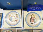 Lot of (7) Vintage Schmid Hummel 1970s Christmas Plates w/ Original Boxes