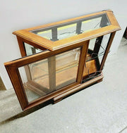 Solid Wood Amish Made Cabinet, Glass, Lighted, Stained, Great Shape! Trapezoidal