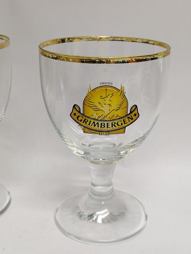 Grimbergen Phoenix Belgian Beer Goblet Glass Gold Rim 0,25 cl - Lot of 2