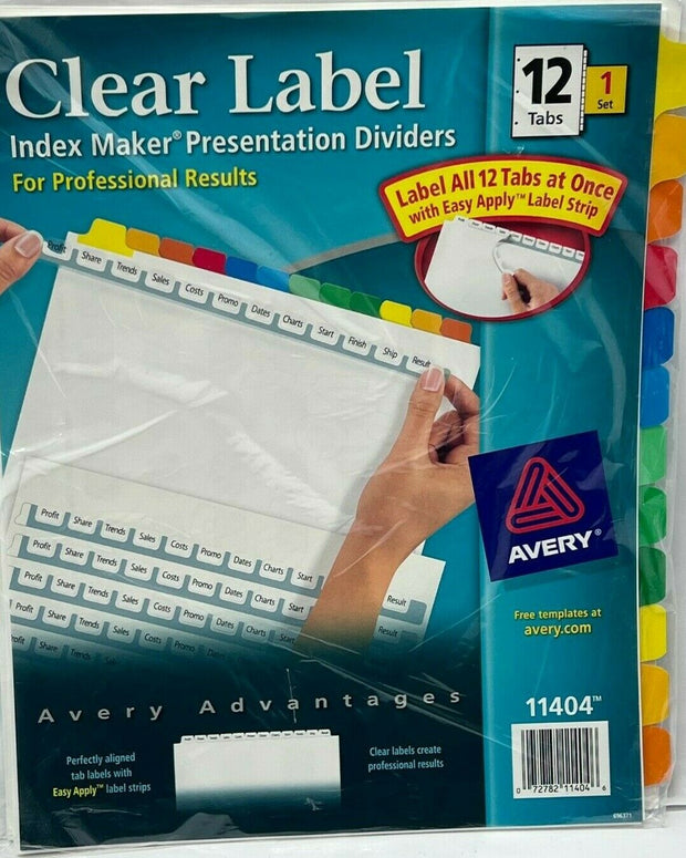 Avery 11404 Clear Label Index Maker Dividers (5 sets per pack) - 8.5"x11"