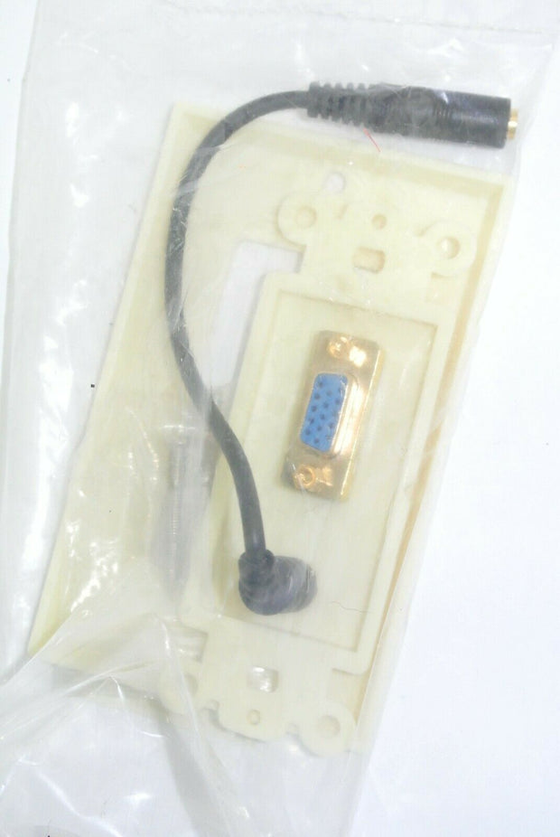 Wall plate: VGA Female/Female & Stereo TRS 3.5mm Audio, Gold Plated, Ivory