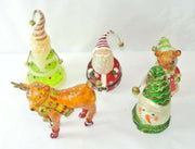 5 Large Christmas Glass Decorations Colorful Santa Snowman Reindeer Bear