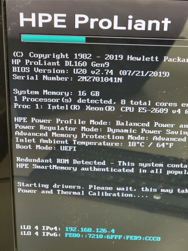 HP Proliant DL160 Gen9 1U 8xSFF Rack Server, E5-2609V4 8Core, 16GB, B140i, 2xPSU