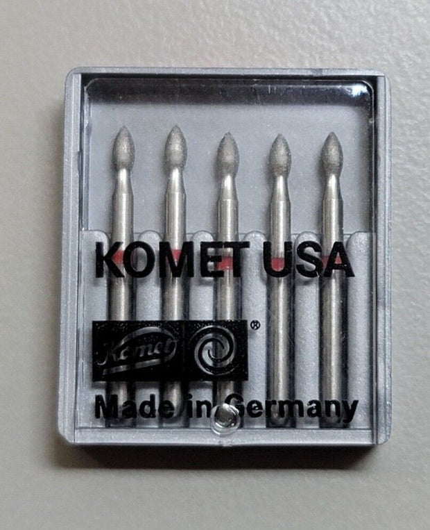 Komet 8868.31.016 Pointed Rounded Ball Reduction Diamond Bur (5 Pack) New!
