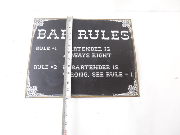 Metal Bar Rules Sign Bartender is Always Right