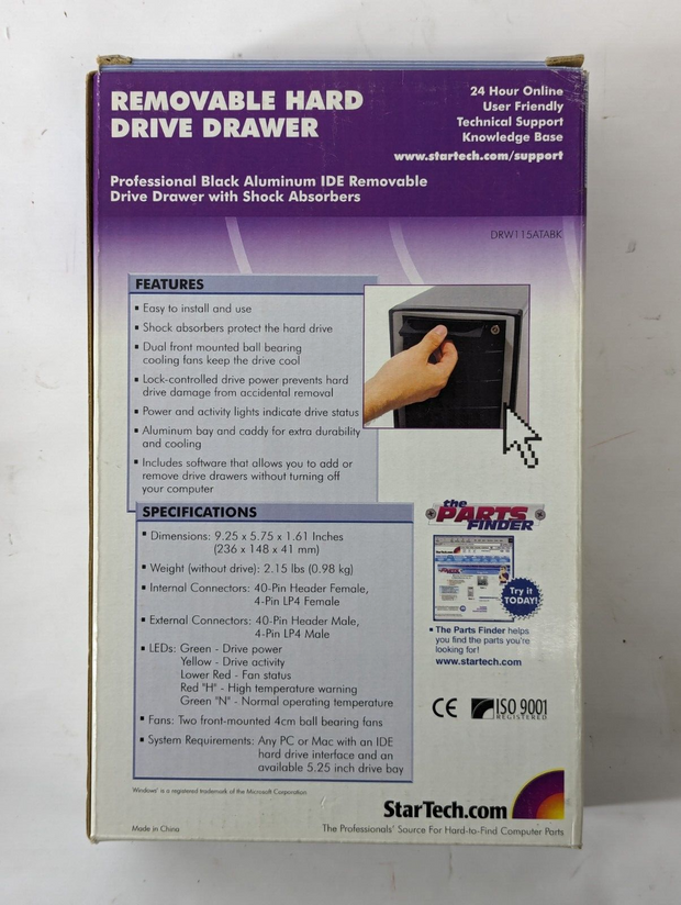 StarTech IDE Removable Hard Drive Drawer Black Aluminum DRW115ATABK