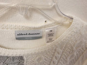 Alfred Dunner White Multi Long Sleeve Sweater, Petite Medium