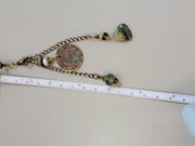 Vintage Middle Eastern Necklace, Copper Pendant, Beads, Nylon Strap