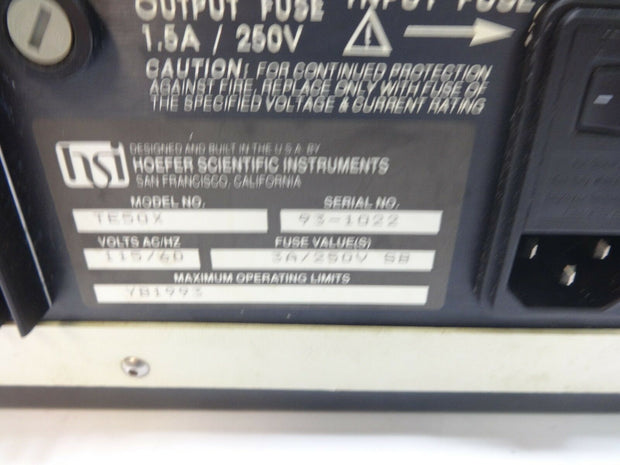 Hoefer Scientific Instruments Transphor Power Lid 100V 1.5A TE50X