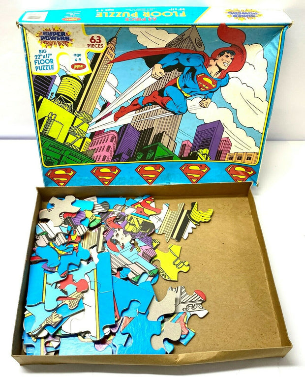 Vintage Superman Puzzle- "Super Powers" 63 Piece- 22" X 17" - 1983 Jaymar
