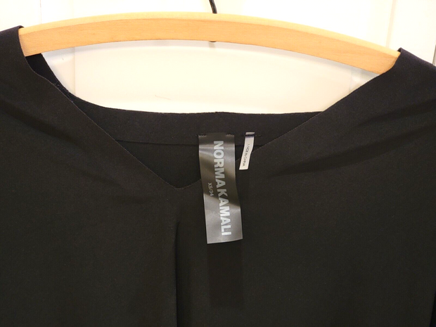 Norma Kamali XS/34 Womens Blouse Top Black Long Sleeve Worn Once! Shoulder Drop