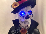 Halloween Skull Day Of The Dead with Colour Changing LED Lights Decoration Prop