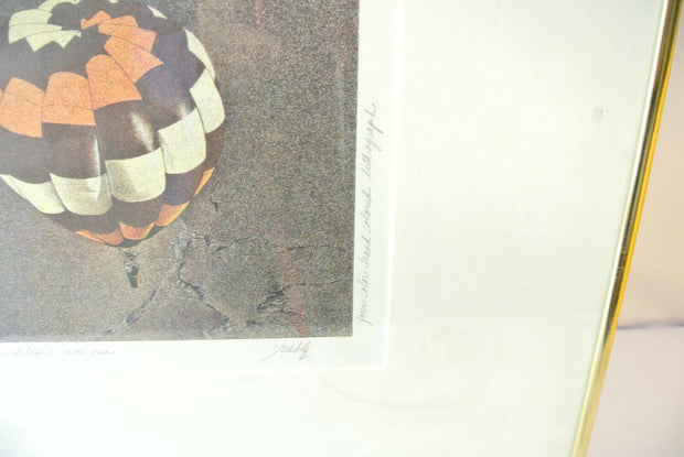 Vintage Framed Ron Ruble Hand Colored 4-Color Lithograph Vespers Jack O Lantern