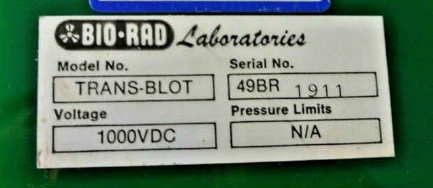 Bio-Rad Laboratories Model TRANS-BLOT 49BR 1000VDC Electrophoresis Cell