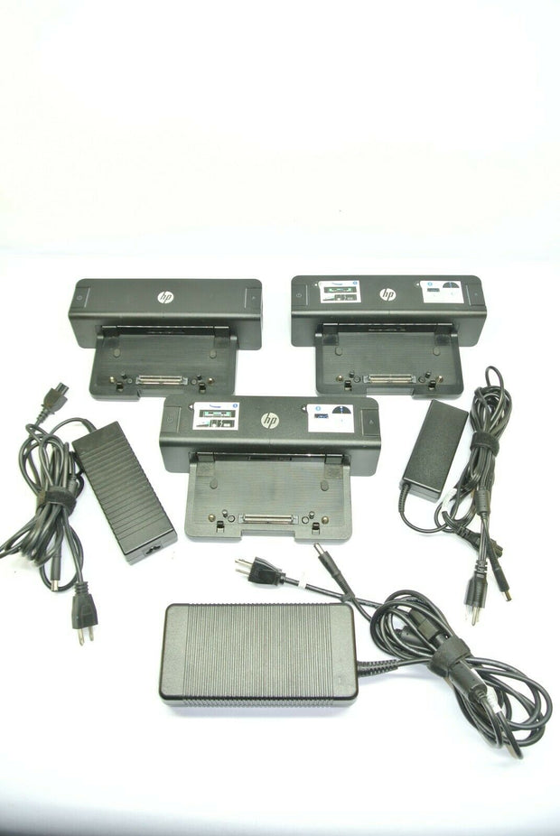 Qty (3) HP EliteBook Docking Stations 2xVB041AA#ABA 1xA7E34AA#ABA w/ AC adapters