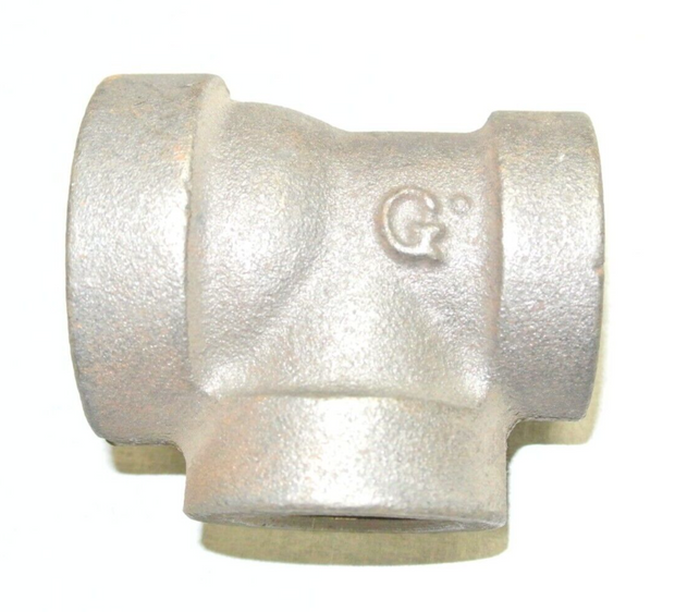 Galvanized Iron Reducing Tee, 1-1/4" x 1" x 1" FNPT Pipe Fitting