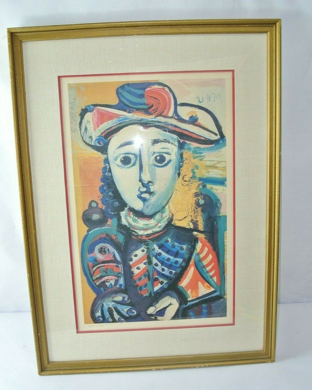 Picasso Lithograph 1970's "JEUNE FILLE ASSISE" Framed Limited Edition Lithograph