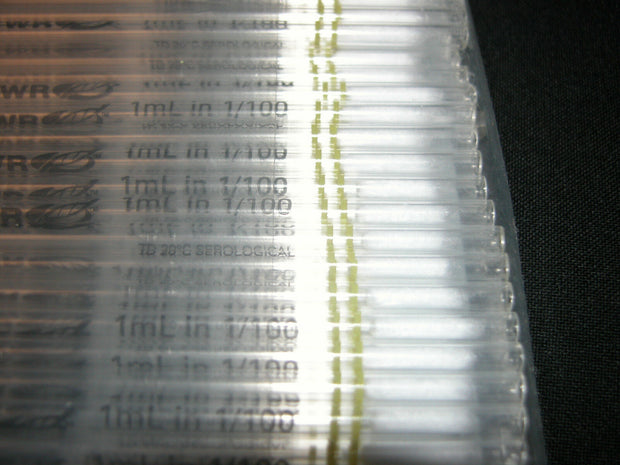 Lot 50 VWR 1 mL Serological Pipets Pipettes Polystyrene, Non Pyrogenic 89130-904