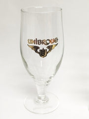 Unibroue Belgium Beer Glasses, 7" Tall, Gold Logo - Lot of 2