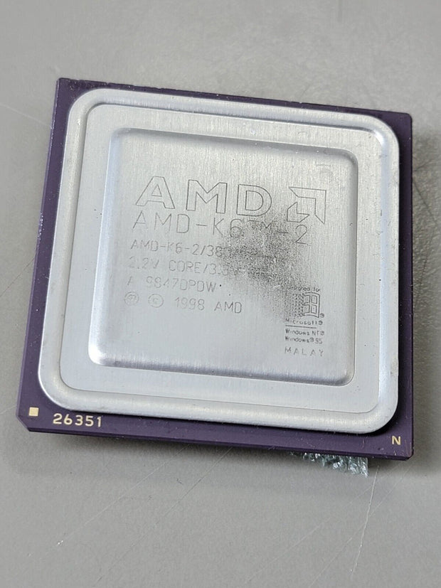 AMD K6-2/380AFR K6-2 380MHz Super Socket 7 Processor CPU, Rare, Vintage, Gold!!