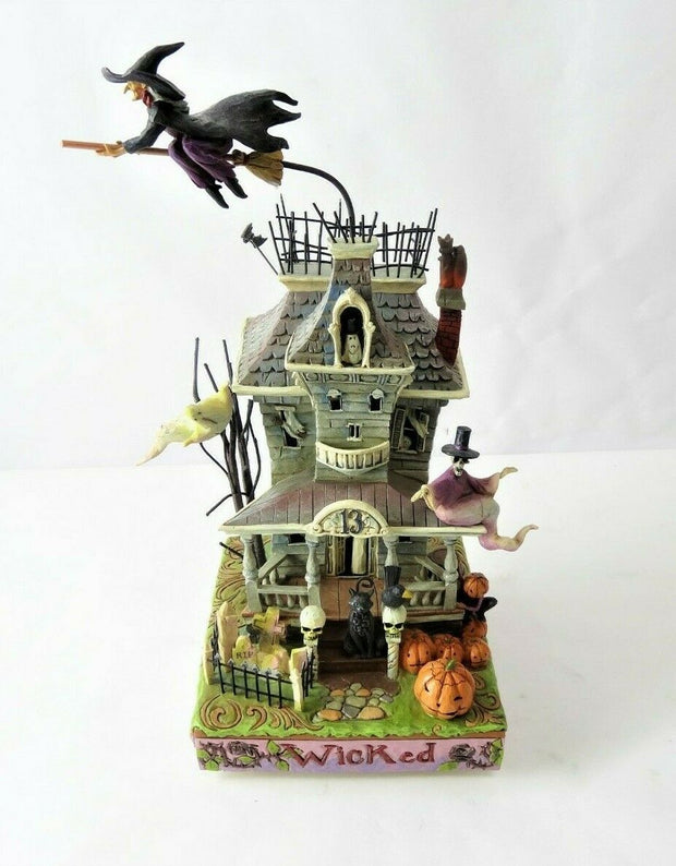 Jim Shore Haunted House Wicked Lighted Sound Witch Animated Halloween - DAMAGED