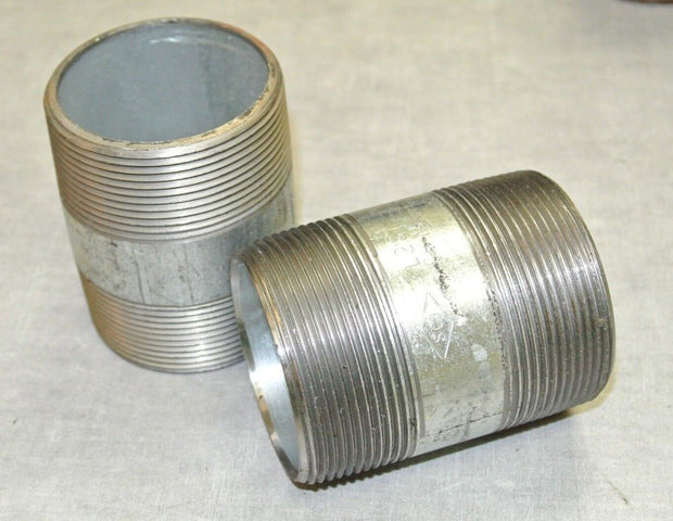 Steel Nipple Threaded Pipe Fitting, 2-1/4" OD x 3" Length - Lot of 2