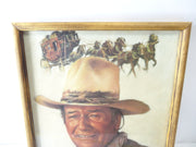 John Wayne Framed Portrait Art / Clock (missing clock hand)